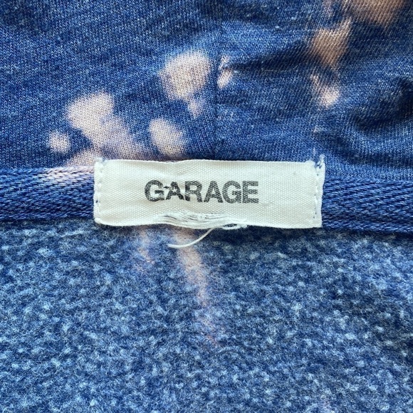 Garage Blue and Pink Tie Dye Cropped Hooded Zip-Up Sweatshirt Size Medium - Picture 6 of 6